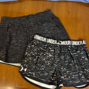 Two pair Girls Athletic Shorts - UNDER ARMOUR and Land End